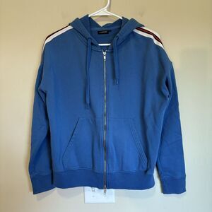 J.Lindeberg Men Hoodie‎ Hooded Jumper Full Zip Blue Cotton Size S